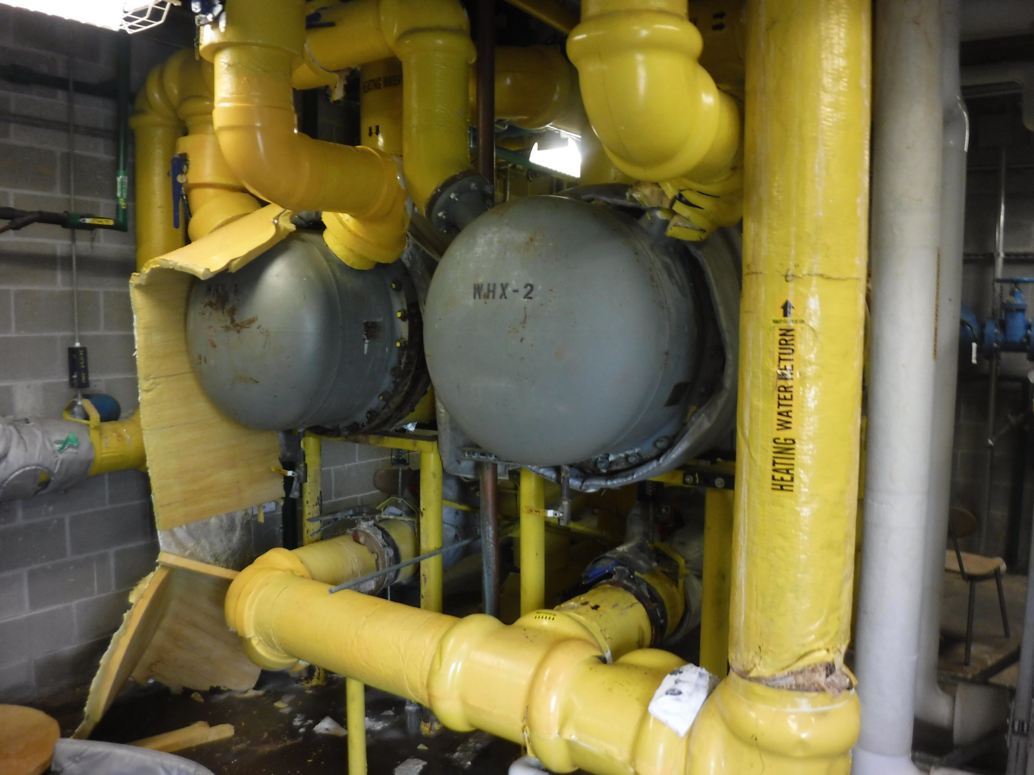 Heat exchangers and insulated piping at Lakeview Correctional Facility